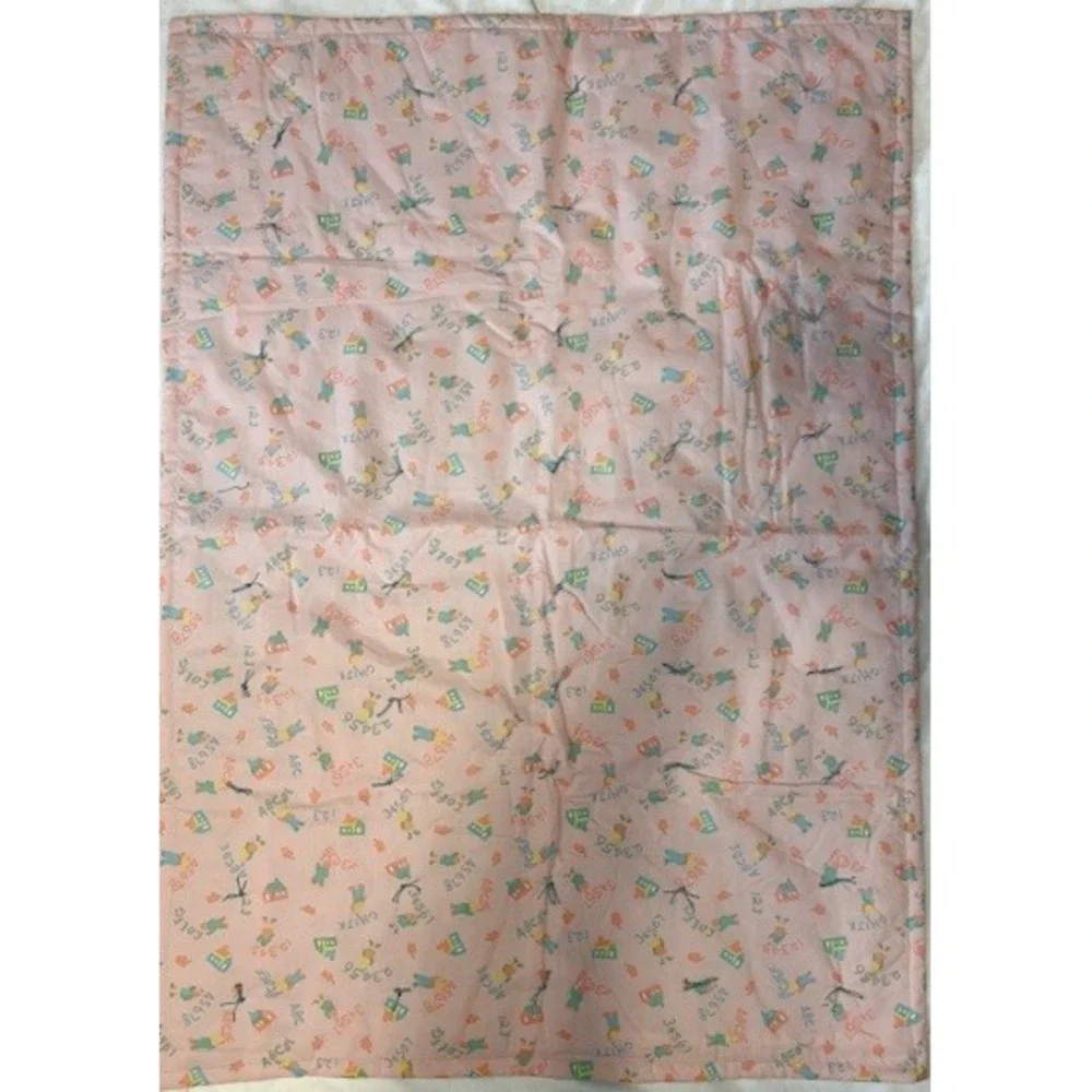 Vintage Pink and blue‎ alphabet school baby blanket